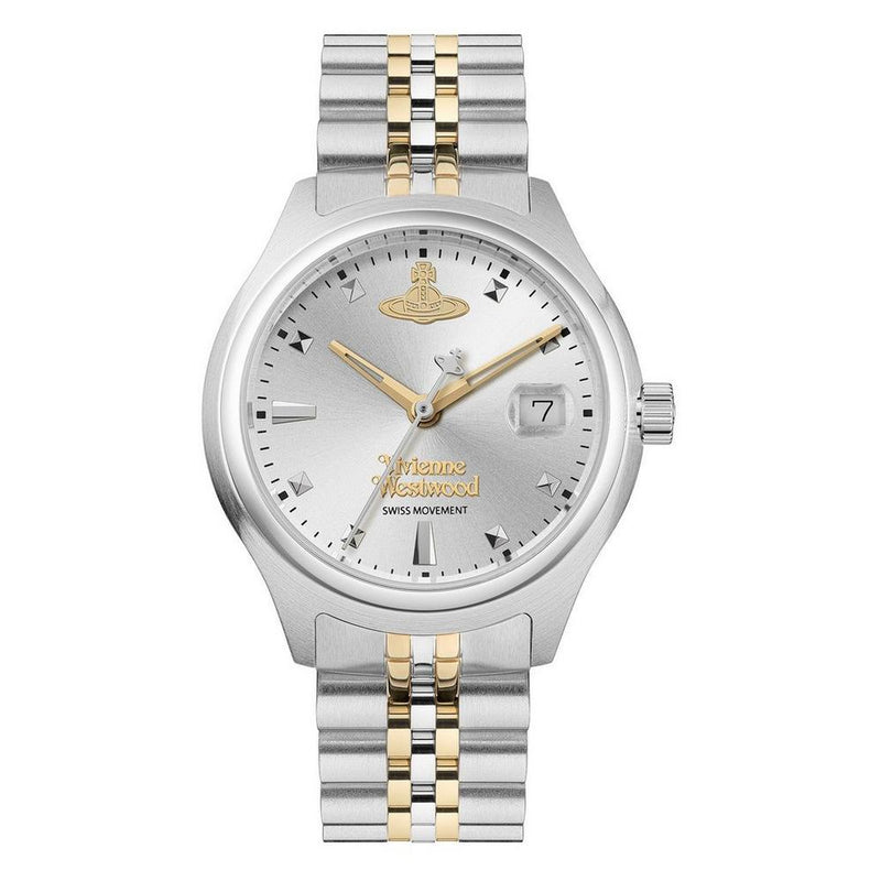 The Vivienne Westwood Ladies Little Camberwell Silver Dial Watch, two-tone stainless steel/gold bracelet, from Vivienne Westwood, available at OD’s Jewellers in St Helens