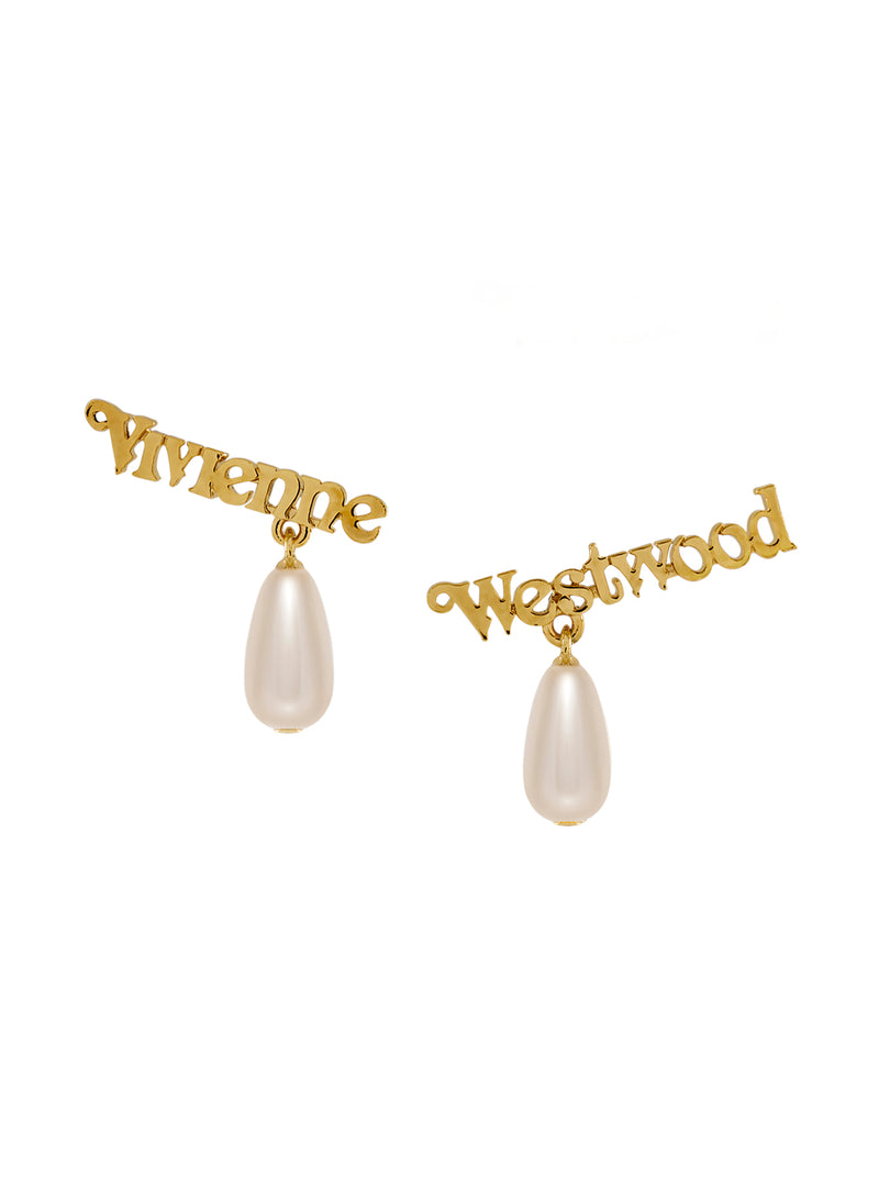Vivienne Westwood Gold Plated Amelia-Cream Pearl Earrings-6201037E-02R313-