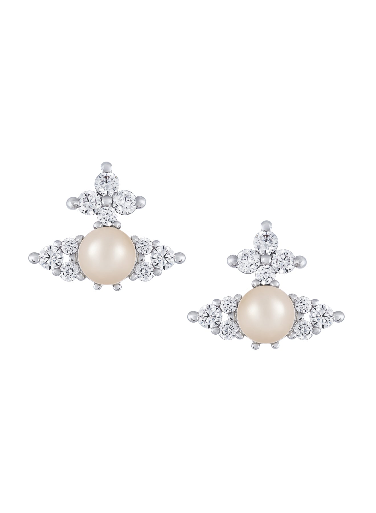 Vivienne Westwood Platinum Plated Westwood Feodora Pearl Earrings 6201034Y-02P373-SM