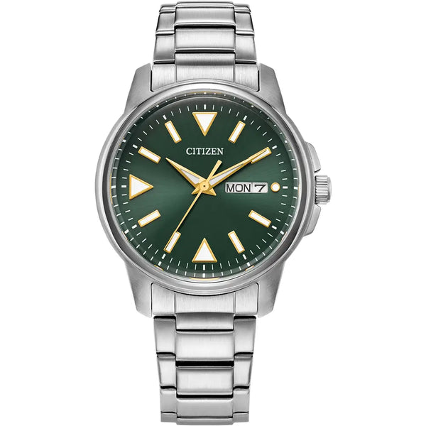 Citizen Mens Eco-Drive Green Dial Bracelet Watch BM8180-71W
