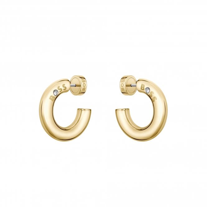 BOSS Live Hoop Earrings in Gold Plated Stainless Steel