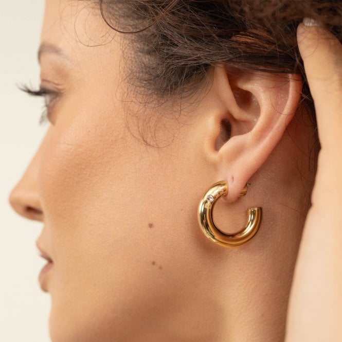 BOSS Live Hoop Earrings in Gold Plated Stainless Steel