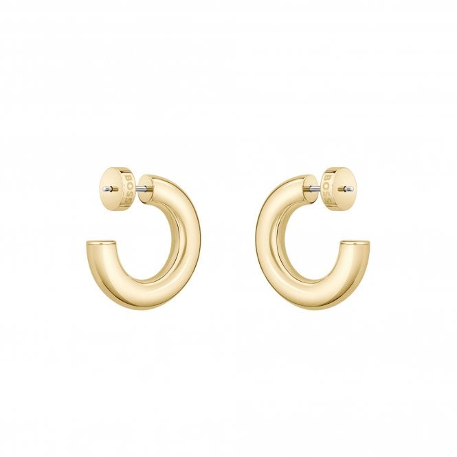 BOSS Live Hoop Earrings in Gold Plated Stainless Steel