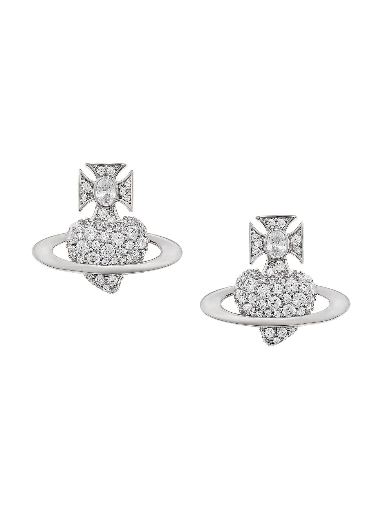 Vivienne Westwood Platinum Plated Agnatha Earrings 6201036H-02P102-