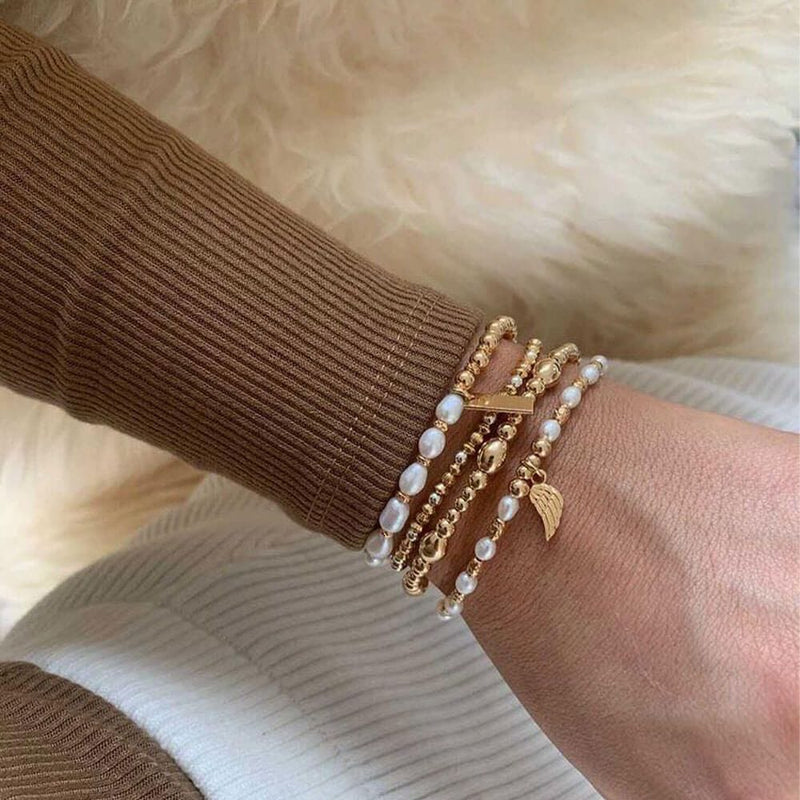 ChloBo Silver Gold Plated Story Of Love Pearl Bracelet GBSPEARL