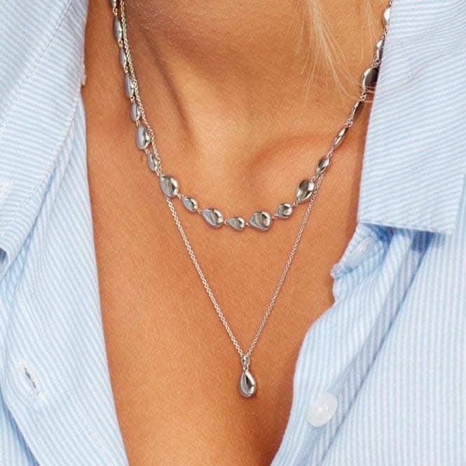Kit Heath Coast Pebble Droplet Necklace in Silver
