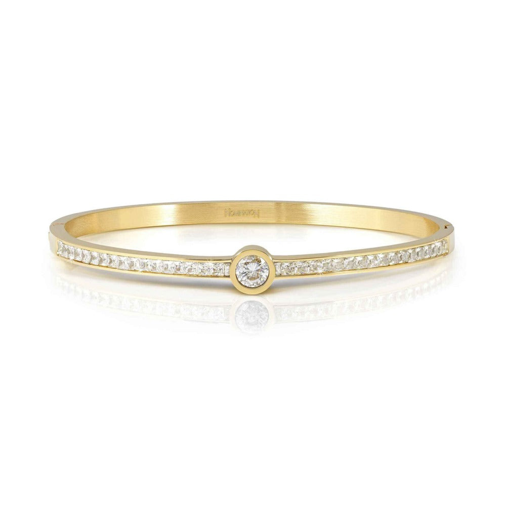 Nomination Pretty Bangles Gold Tone Central CZ With Pave` CZ