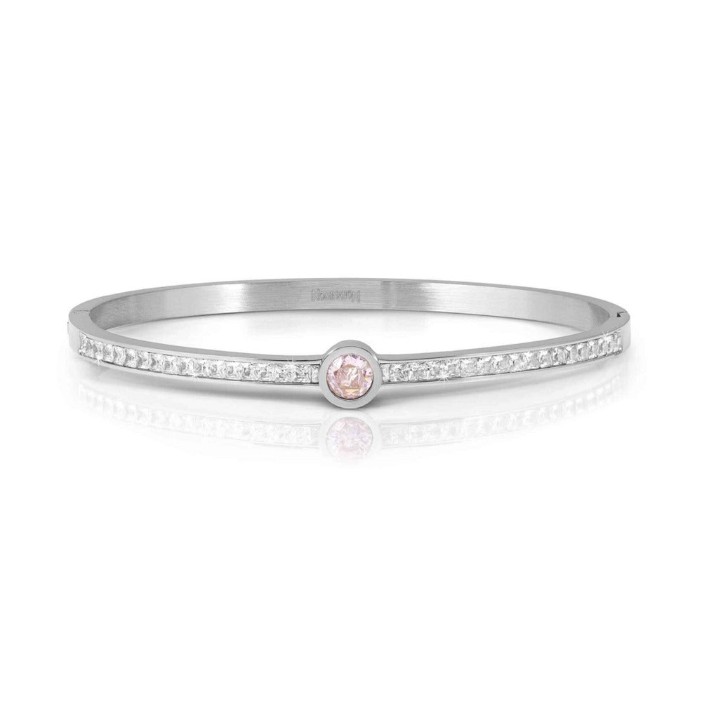 Nomination Pretty Bangles Pink Central CZ With Pave` CZ Stainless Steel