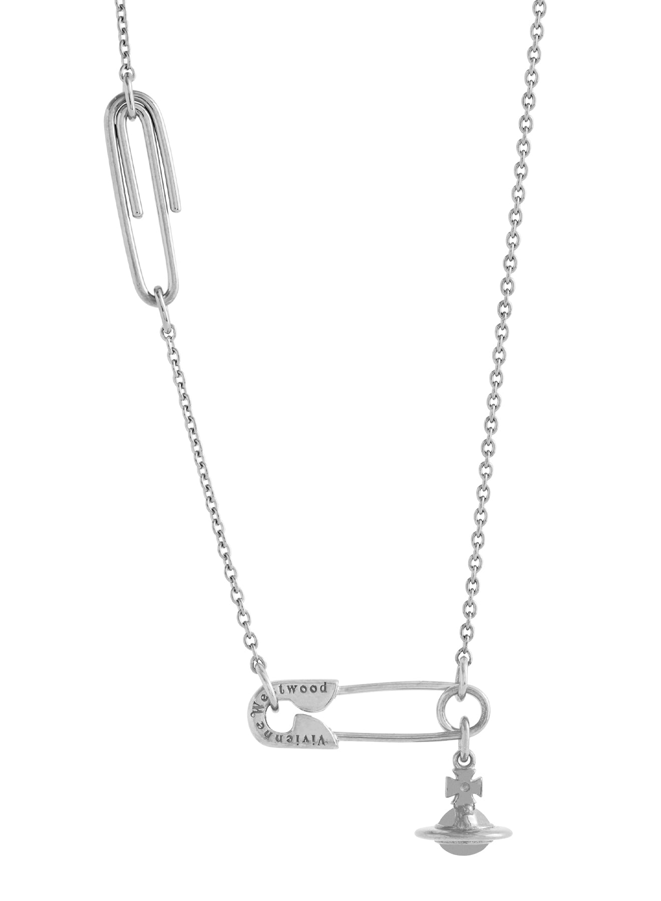 Vivienne Westwood Sterling Silver Safety Pin Necklace 630203F7-01P019-
