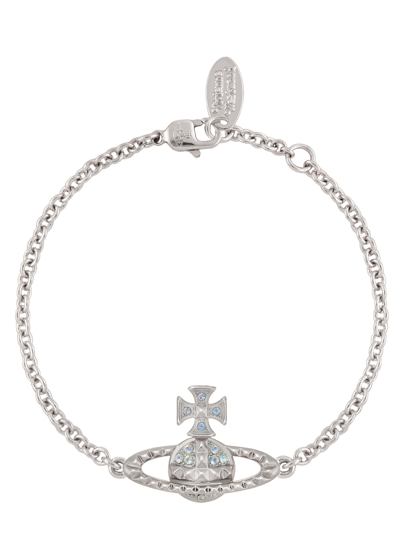 Vivienne Westwood Vitrail Light Crystal Mayfair Bas Relief Bracelet Rhodium Plated