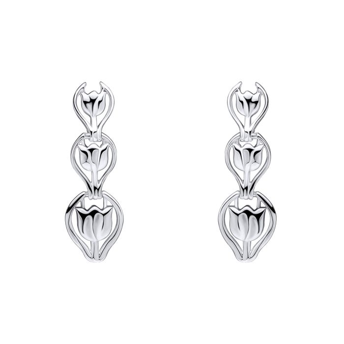 Laura Ashley Tulip Chain Drop Earrings Silver Plated