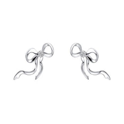 Laura Ashley Ribbon Bow Stud Earring Silver Plated