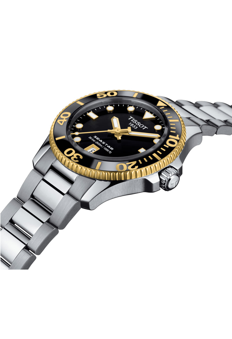 Tissot 36mm Seastar Black Dial Bracelet Watch