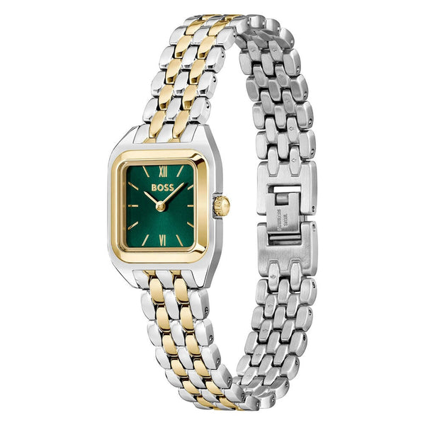 BOSS Ladies Two-Tone Mae Petite, Green Dial Bracelet Watch 1502822