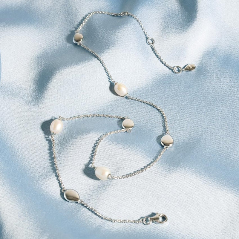 Kit Heath Coast Pebble Pearl Necklace in Silver