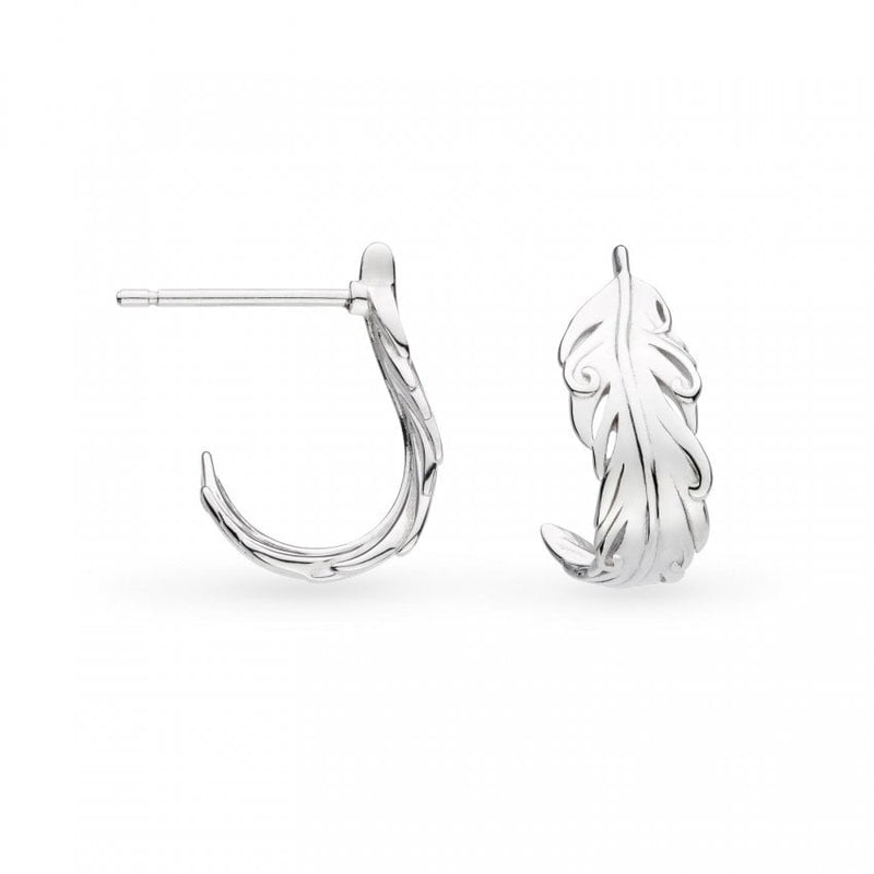 Kit Heath Feather Wisp Semi Hoop Earrings in Silver