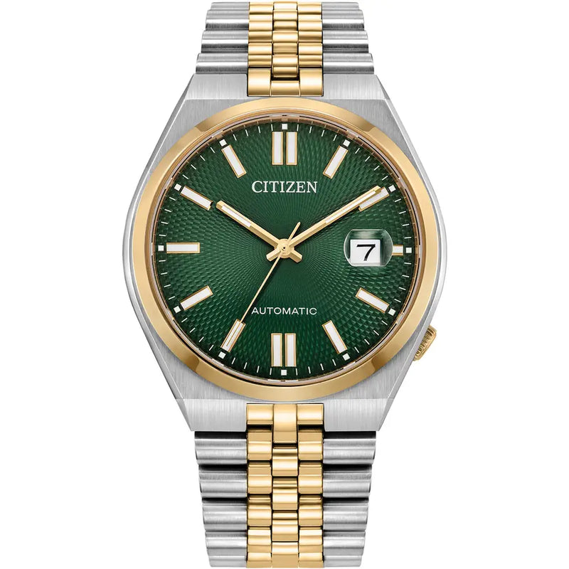 Citizen Mens Two-Tone Tsuyosa Green Dial Automatic Bracelet Watch  NK0024-54X