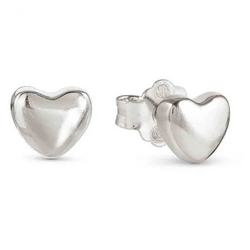 Sterling silver heart stud earrings from Nomination Armonica, displayed as a pair to show size and style.