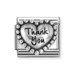 Nomination Composable Classic Link Heart With Dots Thank You in Silver
