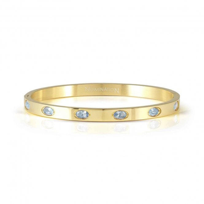 Nomination Pretty Bangles Light Blue Oval CZ in Stainless Steel Gold Plated by Nomination Italy