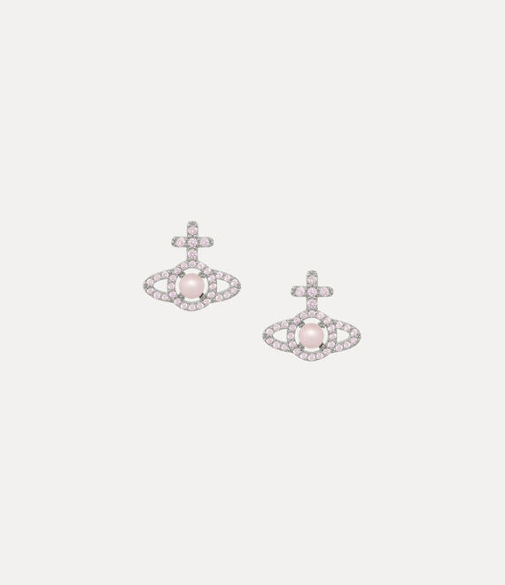 Vivienne Westwood Olympia Pink Pearl Earrings Platinum Plated