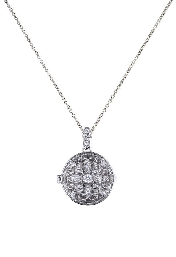 Diamonfire Round Ornate Locket Pendant