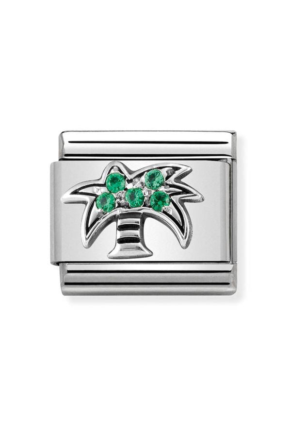 Nomination Composable Classic Link Symbols Palm Tree in Steel Cubic Zirconia and 925 Silver