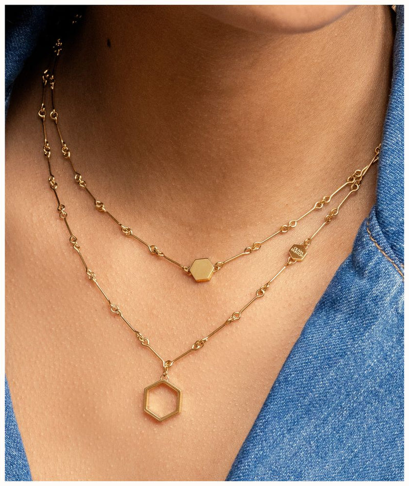 The Olivia Burton Honeycomb Double Layered Necklace, gold-plated stainless steel from Olivia Burton, at OD’s Jewellers in St Helens