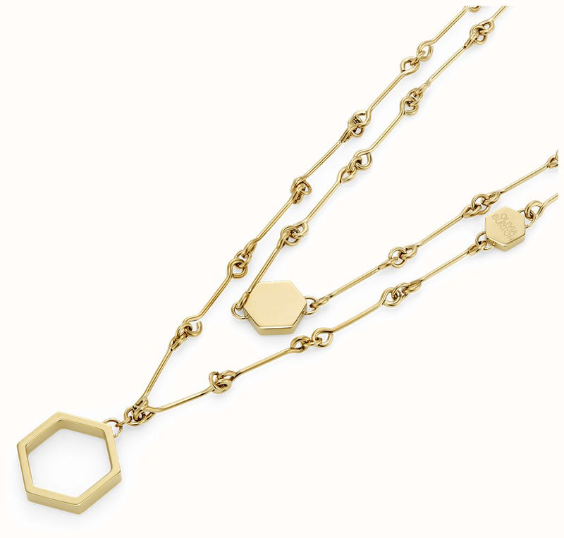 The Olivia Burton Honeycomb Double Layered Necklace, gold plated stainless steel necklace from Olivia Burton, at OD’s Jewellers in St Helens