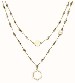 The Olivia Burton Honeycomb Double Layered Necklace, gold plated stainless steel necklace from Olivia Burton, at OD’s Jewellers in St Helens