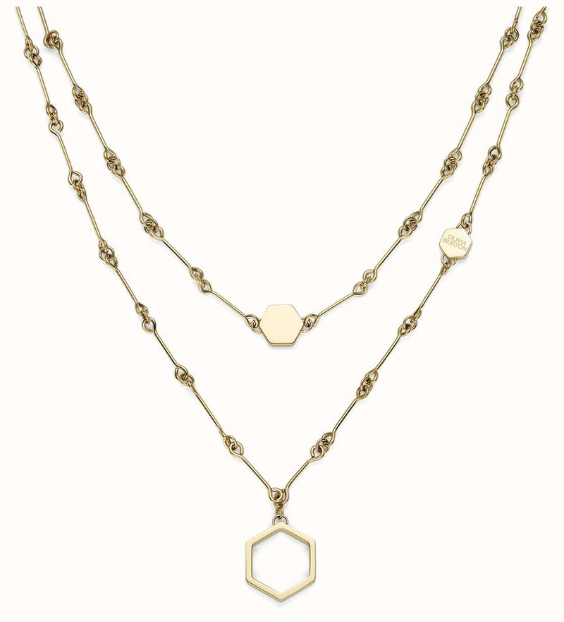 The Olivia Burton Honeycomb Double Layered Necklace, gold plated stainless steel necklace from Olivia Burton, at OD’s Jewellers in St Helens
