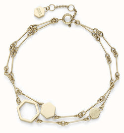 The Olivia Burton Honeycomb Double Layered Bracelet, a gold plated stainless steel bracelet from Olivia Burton, available at OD’s Jewellers in St Helens.