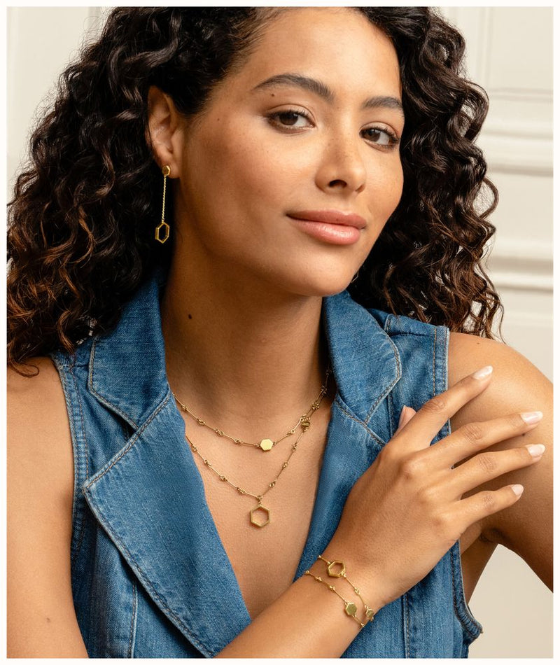 The Olivia Burton Honeycomb Double Layered Bracelet, a gold plated stainless steel bracelet from Olivia Burton, OD’s Jewellers St Helens.