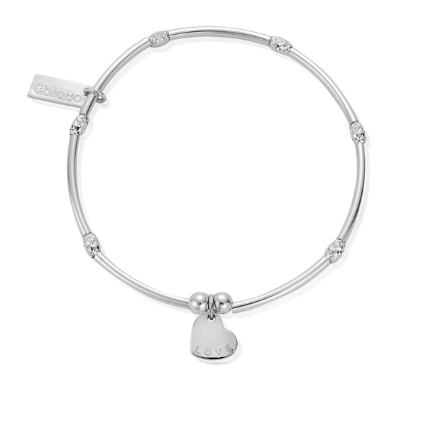 The ChloBo MNSR Love Heart Bracelet, a silver metal bracelet from ChloBo, available at OD’s Jewellers in St Helens.