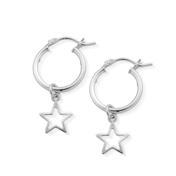 ChloBo Open Star Hoop Earrings in Silver