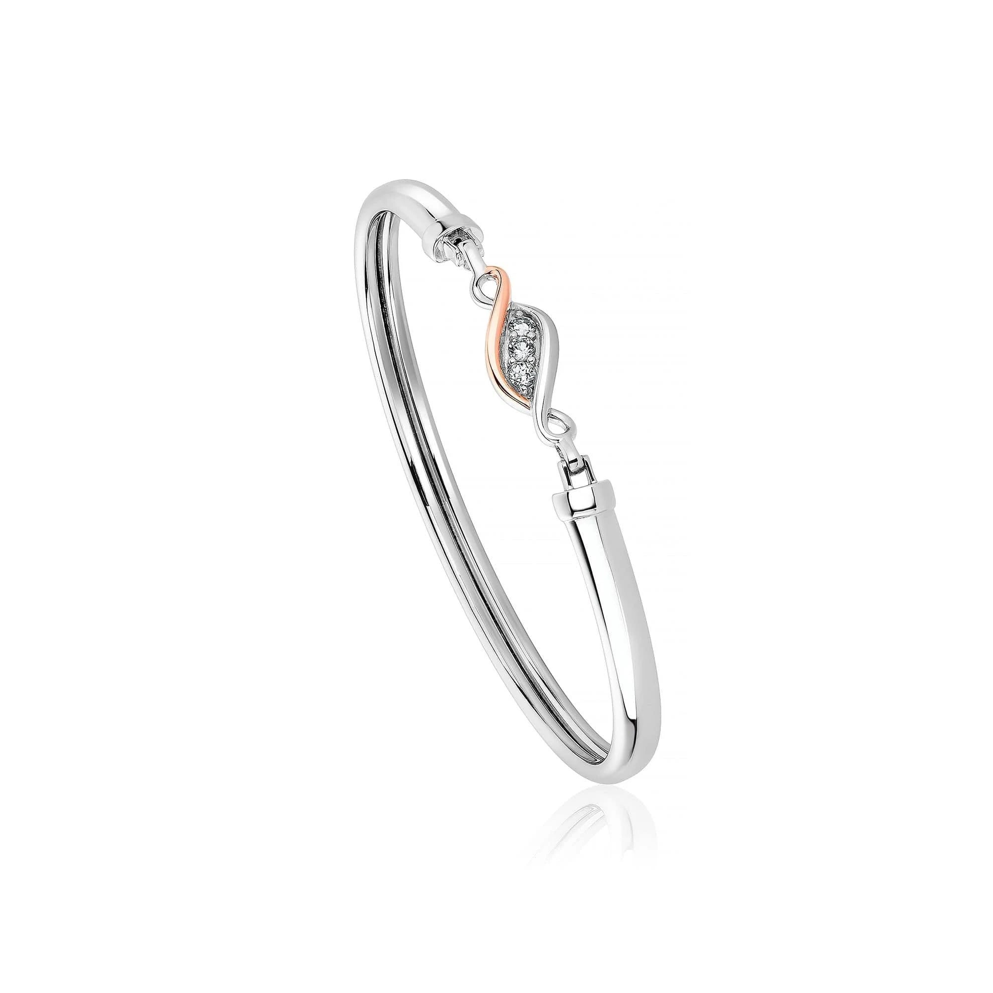 Clogau Silver Past Present Future White Topaz Bangle 3SPPFBG