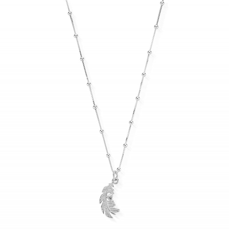 ChloBo Heart in Feather Necklace  in Silver