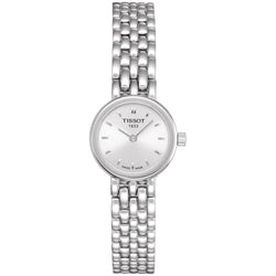 Tissot Ladies Lovely watch featuring a silver dial, stainless steel bracelet, and Swiss Made craftsmanship.