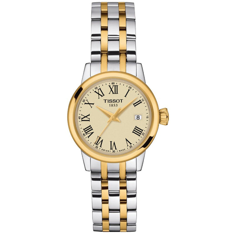 Tissot Ladies Classic Dream Ivory Roman Numeral Dial Bracelet Watch Stainless Steel/ Gold Plated
