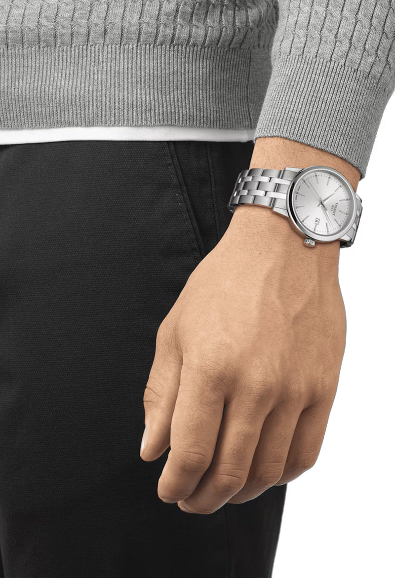 Mens Tissot Silver Dial Classic Dream Bracelet Watch Stainless Steel