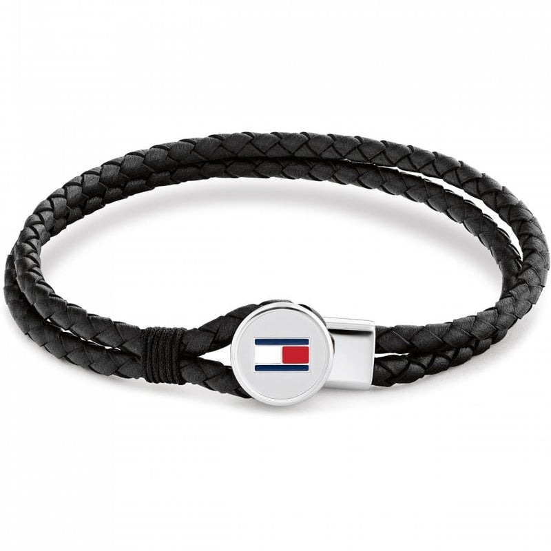 Tommy Hilfiger Mens Black Bruce Leather Bracelet 2790654