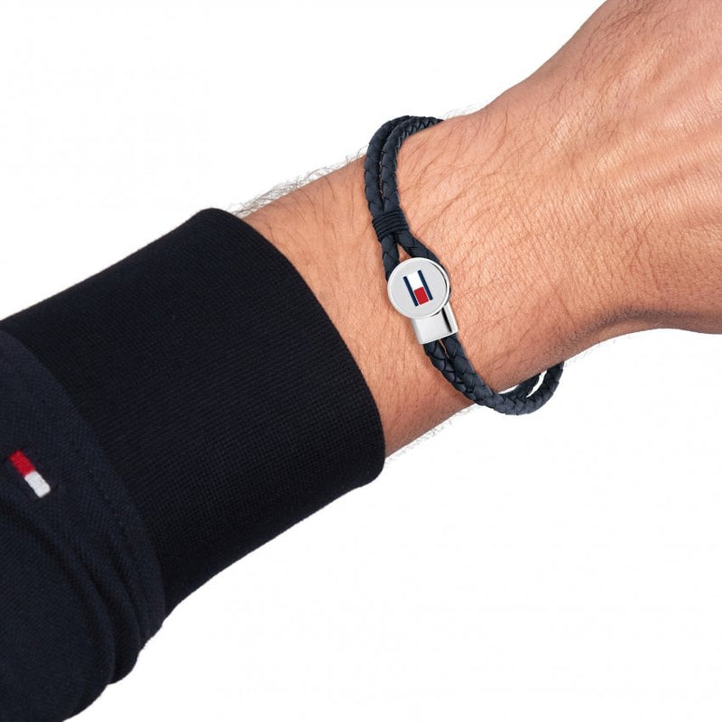 Tommy Hilfiger Mens Blue Bruce Leather Bracelet 2790656