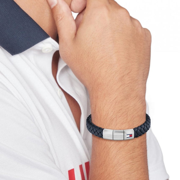 Tommy Hilfiger Mens Blue Round Braided Bracelet 2790660