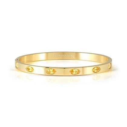 Nomination Pretty Bangles Yellow Oval CZ in Stainless Steel Gold Plated