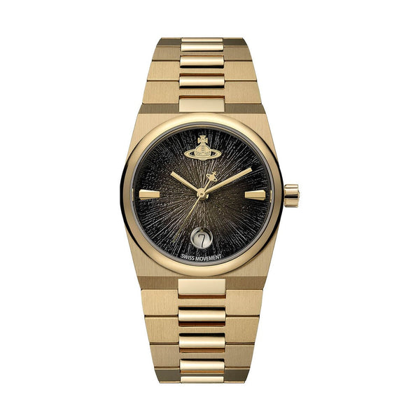 Vivienne Westwood Gold Plated The Hoxton Black Dial Bracelet Watch VV332MTGD