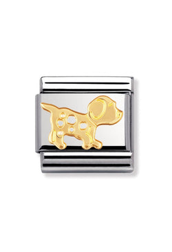 The Nomination Composable Classic Link Dog Pendant, a gold and silver metal jewelry from Nomination Italy, available at OD’s Jewellers in St Helens
