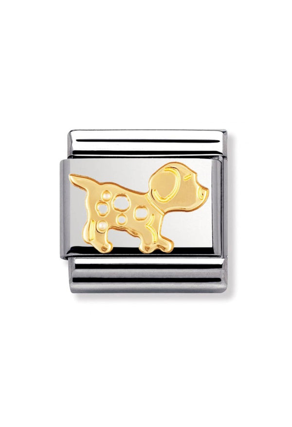 The Nomination Composable Classic Link Dog Pendant, a gold and silver metal jewelry from Nomination Italy, available at OD’s Jewellers in St Helens