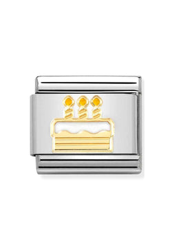 Nomination Composable Classic Link White Birthday Cake in 18k Gold