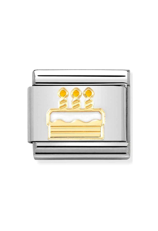 Nomination Composable Classic Link White Birthday Cake in 18k Gold