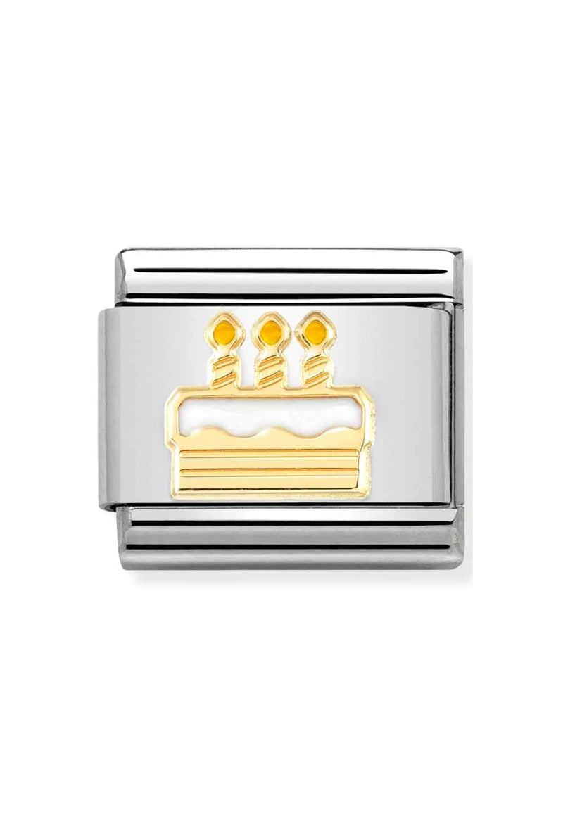 Nomination Composable Classic Link White Birthday Cake in 18k Gold